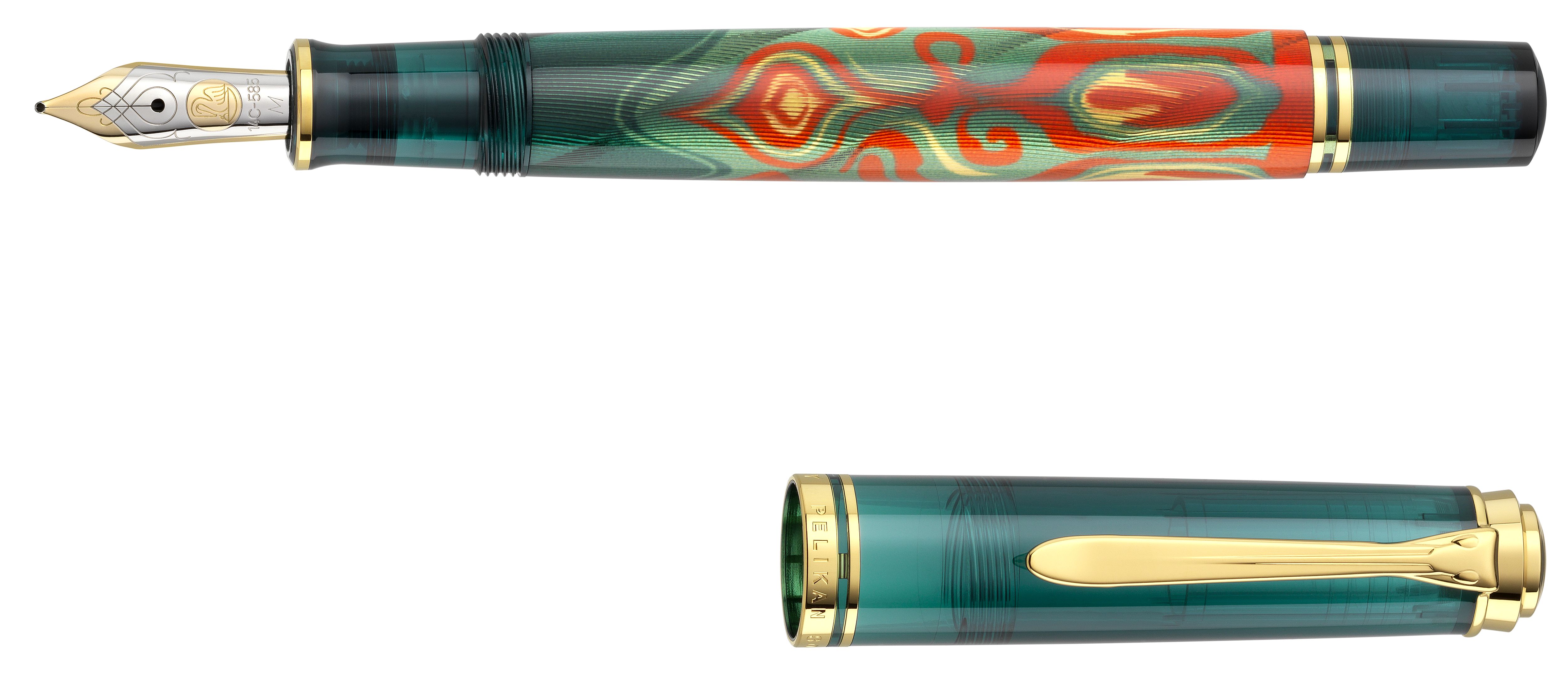 Pelikan Souverän M 800 Füllhalter – Schwarz-Grün Mit 18-Karat Goldfeder EF | Made In Germany