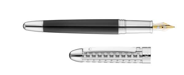Waldmann 5746 Précieux Füllfederhalter, Lack schwarz / graviertes Meanderdesign Goldfeder 18K EF