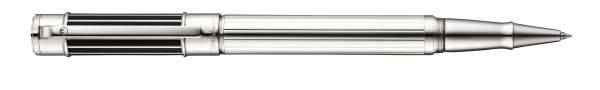 Waldmann 0087 Commander Rollerball, Lack schwarz Linien-Design/Linien-Design silber