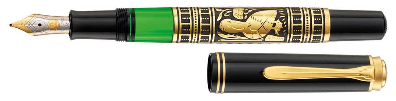 Pelikan Toledo M 700 Kolbenfüllhalter – 18 Karat Goldfeder M | Scharz/Gold | Made In Germany