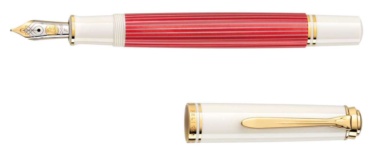 Pelikan Style Füllhalter – Feder M, Roter Schaft, Mit Blauer Tintenpatrone 4001