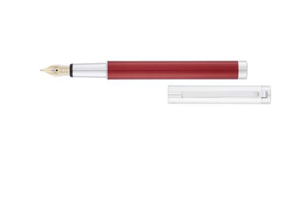 Waldmann 2333 Cosmo Füllfederhalter, Linien-Design silber / Lack Metallic "Red-Fire" Goldfeder 18K M